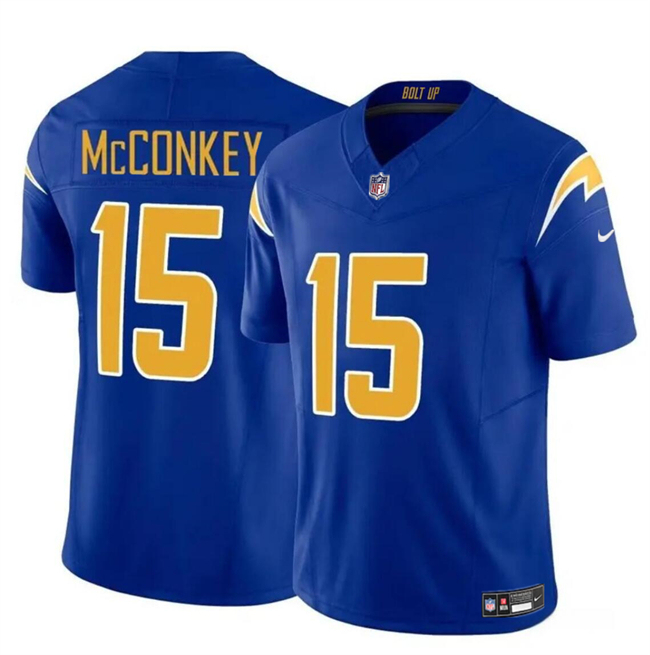 Youth Los Angeles Chargers #15 Ladd McConkey Royal 2024 Draft F.U.S.E Vapor Limited Football Stitched Jersey